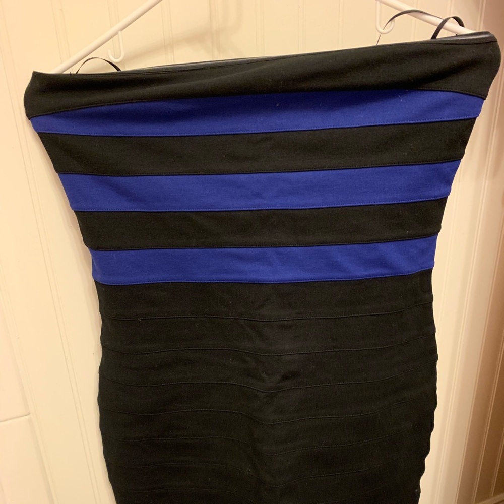 Express strapless dress blue and black medium